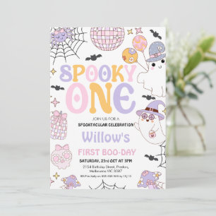 Retro Lila Halloween Spooky 1. Geburtstag Einladung