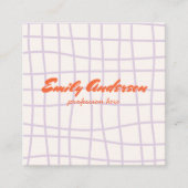 Retro Lila Hand Gezeichnet Trendy QR Code Quadratische Visitenkarte (Vorderseite)