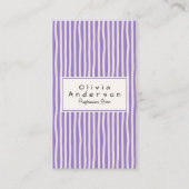 Retro Lila handgezeichnete Streifen trendy modern Visitenkarte (Vorderseite)