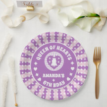 Retro Lila Herzkönigin zum Geburtstag