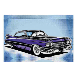 Retro Lila Klassiker Auto Seiten Pop Art Poster