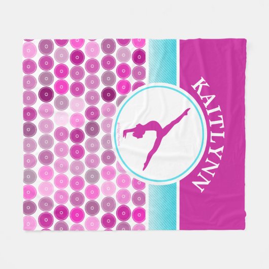 Retro lila Kreis-Gymnastik durch Golly Mädchen Fleecedecke (Vorderseite (Horizontal))