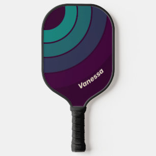 Retro Lila Kreis Regenbogen mit Namen Pickleball Schläger