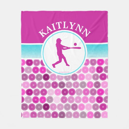 Retro lila KreiseSoftball durch Golly Mädchen Fleecedecke (Vorderseite)
