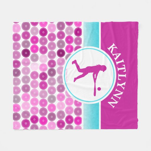 Retro lila KreiseSoftball durch Golly Mädchen Fleecedecke (Vorderseite (Horizontal))