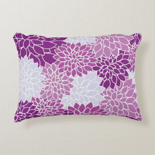 Retro Lila Lilac Gray Dahlia Zierkissen