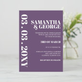 Retro Lila Moderne Hochzeitseinladung Einladung (Stehend Vorderseite)