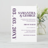 Retro Lila Moderne Hochzeitseinladung Einladung (Stehend Vorderseite)