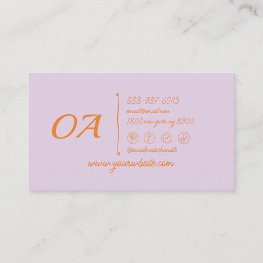 Retro Lila Orange bunt Groovy Bold trendy Visitenkarte (Rückseite)