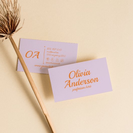 Retro Lila Orange bunt Groovy Bold trendy Visitenkarte