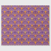 Retro lila orange Deko-Fans Muster Geschenkpapier (Flach)