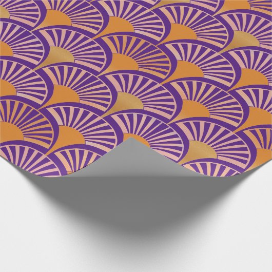 Retro lila orange Deko-Fans Muster Geschenkpapier (Ecke)