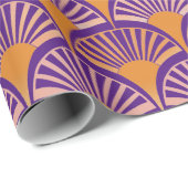 Retro lila orange Deko-Fans Muster Geschenkpapier (Rolleneckpunkt)