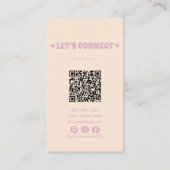 Retro Lila Orange QR Code Groovy Floral Boho Visitenkarte (Rückseite)