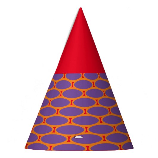 Retro Lila Orange rotes gezogenes geometrisches Mu Partyhütchen (Links)