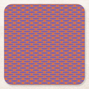 Retro Lila Orange rotes gezogenes geometrisches Mu Rechteckiger Pappuntersetzer