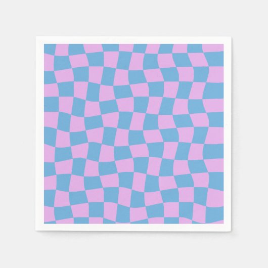 Retro Lila Periwinkle Abstrakt Blue Checkerboard Serviette (Vorderseite)