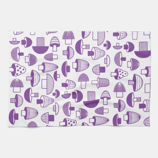 Retro-Lila Pilzmuster Geschirrtuch (Horizontal)