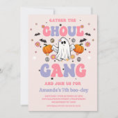 Retro Lila Pink Ghoul Gang Halloween Geburtstag Einladung (Vorderseite)