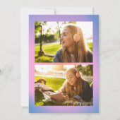 Retro Lila Pink Gradient 3 Foto Abschluss Ankündigung (Rückseite)