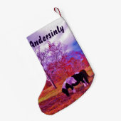 Retro Lila Pony Weihnachts-Pferd Kleiner Weihnachtsstrumpf (Rückseite (Hängend))