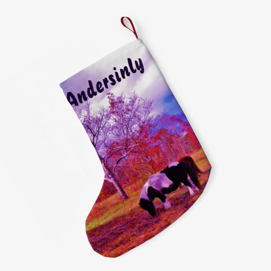 Retro Lila Pony Weihnachts-Pferd Kleiner Weihnachtsstrumpf (Rückseite (Hängend))