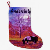 Retro Lila Pony Weihnachts-Pferd Kleiner Weihnachtsstrumpf (Vorderseite)