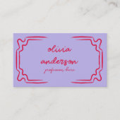 Retro Lila Red Handwriting Gezeichnet Einzigartige Visitenkarte (Vorderseite)