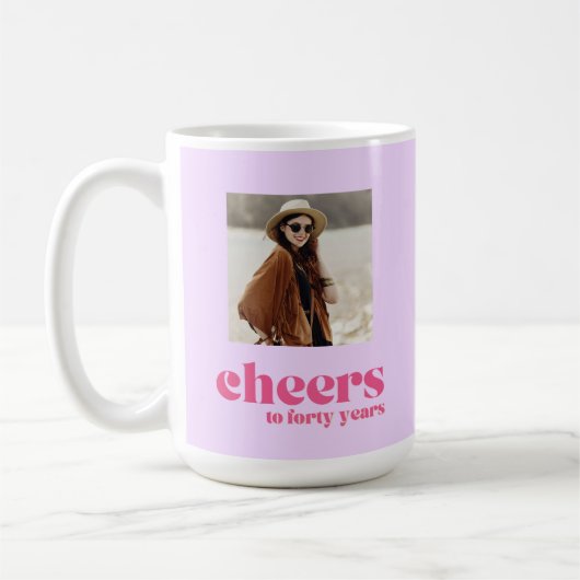 Retro Lila & rosa, 40. Geburtstag Kaffeetasse (Links)