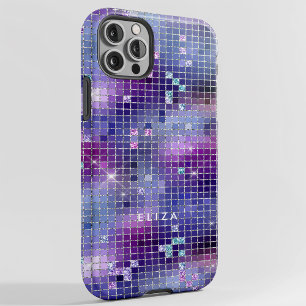 Retro Lila Rosa und Blue Disco Mirror   Monogramm Case-Mate iPhone 14 Hülle