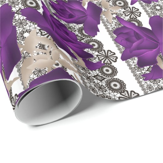 Retro, lila Rose Geschenkpapier (Rolleneckpunkt)