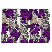 Retro, lila Rose Große Geschenktüte (Vorderseite)