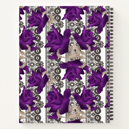 Retro, lila Rose Notizblock (Rückseite)