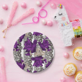 Retro, lila Rose Pappteller (Party)