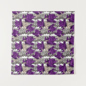 Retro, lila Rose Wandteppich (Vorderseite (Horizontal))