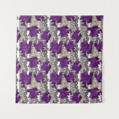 Retro, lila Rose Wandteppich (Vorderseite)