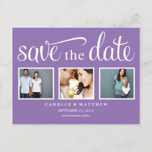 RETRO LILA   SAVE-THE-DATE-ANKÜNDIGUNG ANKÜNDIGUNGSPOSTKARTE