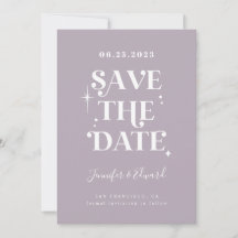 Retro Lila Save The Date Karte