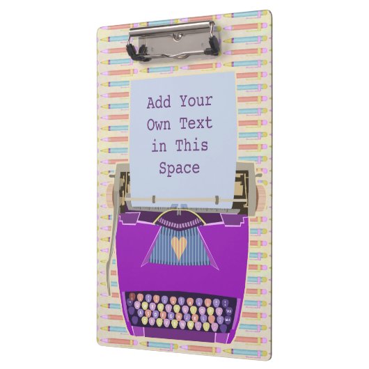 Retro lila Schreibmaschinen-Mitte- des Klemmbrett (Links)