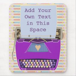 Retro lila Schreibmaschinen-Mitte- des Mousepad