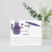 Retro Lila Schürze Küche Extras Rezept Karte (Stehend Vorderseite)