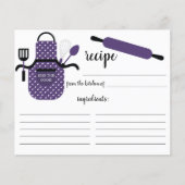 Retro Lila Schürze Küche Extras Rezept Karte (Vorderseite)