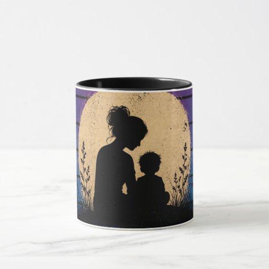 Retro-Lila-Sonnenuntergangs-Muttertags-Tasse Tasse (Zentrum)