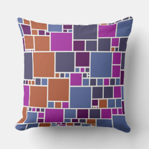 Retro Lila Tan Gray Squares Muster Kissen