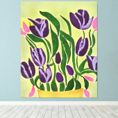 Retro Lila Tulip Abstrakte Kunst Leinwanddruck (Insitu (Holzboden))