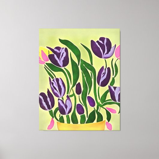 Retro Lila Tulip Abstrakte Kunst Leinwanddruck (Vorderseite)