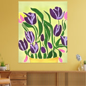 Retro Lila Tulip Abstrakte Kunst Leinwanddruck (Insitu (Wohnzimmer))