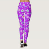 Retro Lila und Blumen der 1970er Jahre Leggings (Rückseite)