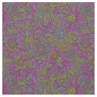 Retro-Lila und grünes Blumendesign Stoff