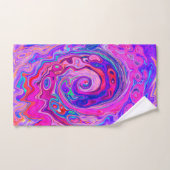 Retro Lila und Orange Abstrakt Groovy Swirl Badhandtuch Set (Handtuch)